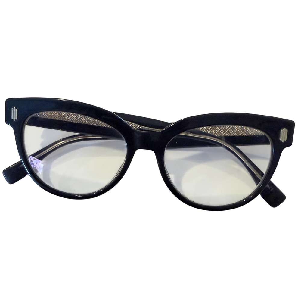 Fendi Roma Black Cat Eye Optical Glasses Frames FF Monogram FF0464/807 145 Italy